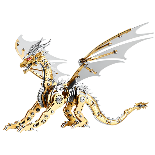 （golden）3D Metal Dragon Model Kit for Adults, Mechanical Pterosaur Puzzle, DIY Assembly Steel Model, Challenging Building Kit, Unique Gift for Men Desk Decor
