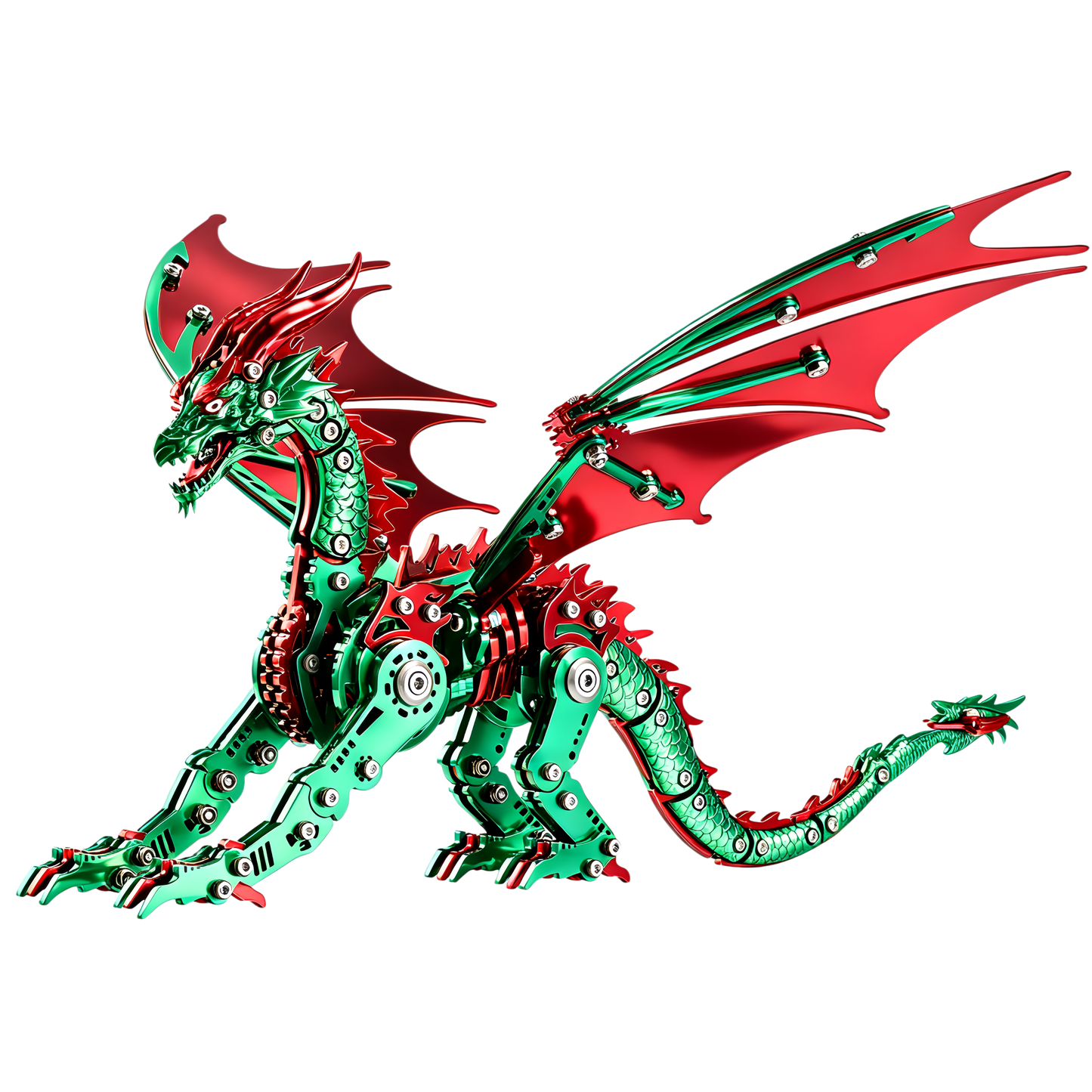 （green）3D Metal Dragon Model Kit for Adults, Mechanical Pterosaur Puzzle, DIY Assembly Steel Model, Challenging Building Kit, Unique Gift for Men Desk Decor