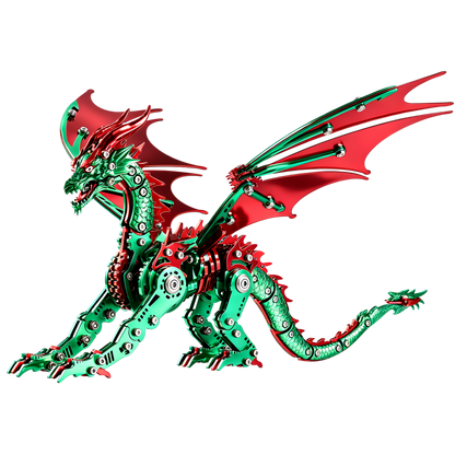 （green）3D Metal Dragon Model Kit for Adults, Mechanical Pterosaur Puzzle, DIY Assembly Steel Model, Challenging Building Kit, Unique Gift for Men Desk Decor