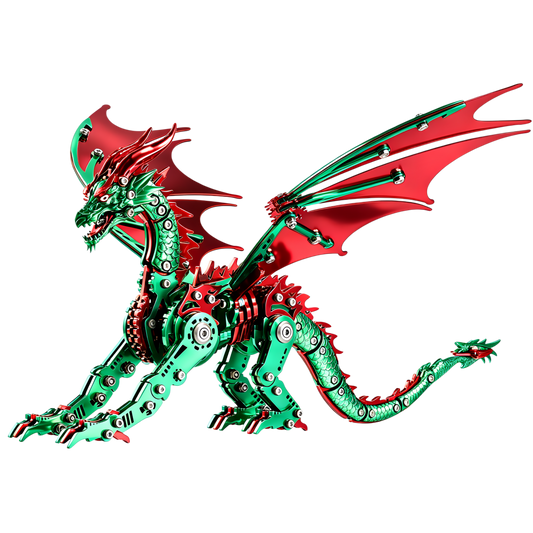 （green）3D Metal Dragon Model Kit for Adults, Mechanical Pterosaur Puzzle, DIY Assembly Steel Model, Challenging Building Kit, Unique Gift for Men Desk Decor
